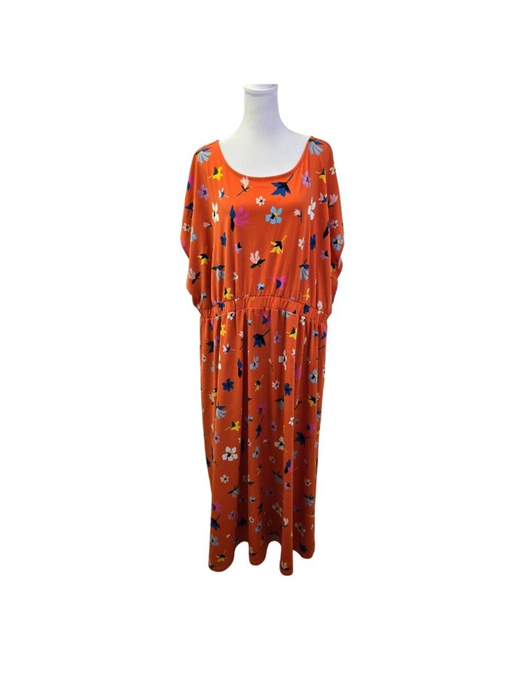 Eloquii Orange Floral Cap Sleeve Maxi Dress Size 18/20